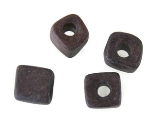 15% OFF  2 Large Brown Square Beads, Chunky Ceramic Beads, Brown Cube Beads C 10 317