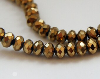 Rondelle Glass Beads Faceted Gold G 50 010