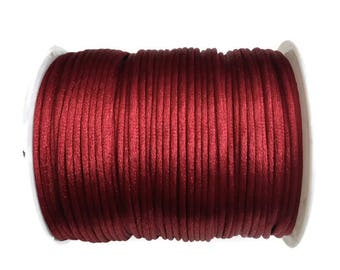 2mm Red Satin Cord, Satin Rattail Cord, Macrame Cord, Knotting Beading Cord 5m - 5.5 yards S 40 180