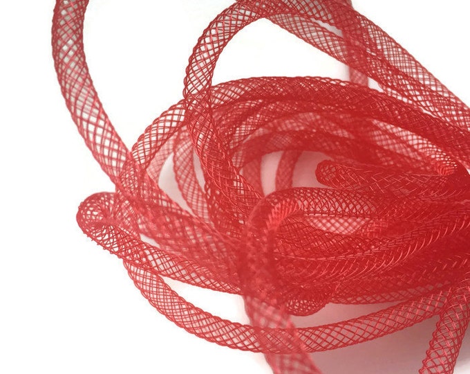 3.2 Yards/3m Red Mesh Tube, Plastic Net Thread Cord, Nylon Mesh Tubing ...