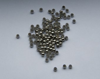 350 Perles de crimp en métal argenté, perles de crimp argenté 3 mm F 20 022