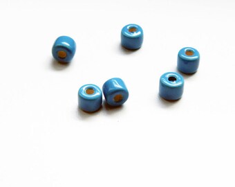 15 Blue Mykonos Greek Ceramic 8x6mm Glazed Beads Cube Spacers Enamel Ceramic Mykonos Greek Beads C 10 423