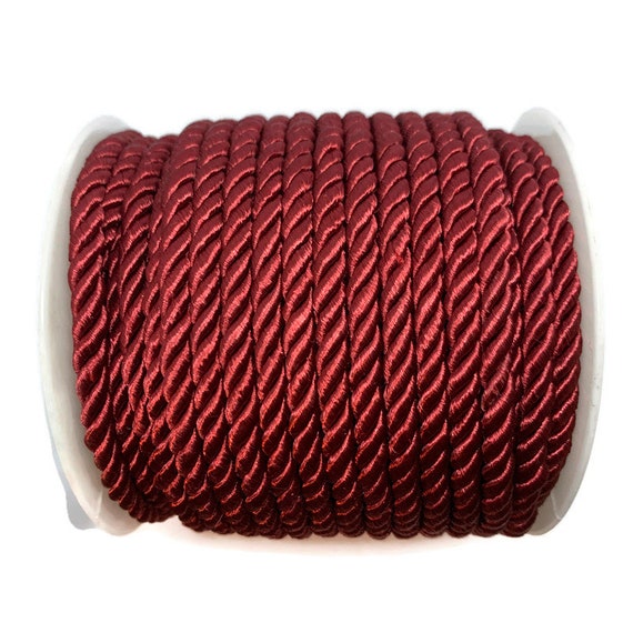 5mm Red Decorative Twisted Satin Polyester, Twine Cord Rope String Thread,  Shiny Cord, Satin Twisted Cord, Wrapped Thread Cord, S40303 