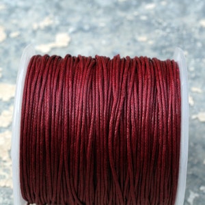 Dark Red Waxed Cotton Cord Cinnamon  (1mm) 10 m- 11 yards - S 40 045