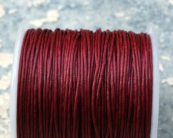 Dark Red Waxed Cotton Cord Cinnamon  (1mm) 10 m- 11 yards - S 40 045