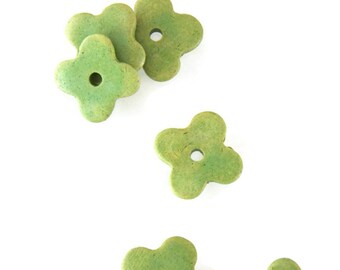 15% OFF 10 Green Flower Beads, Green Four Petals Beads, Floral Beads C 10 248