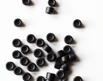 BLACK ceramic beads mini tubes - 4x6mm C 10 028