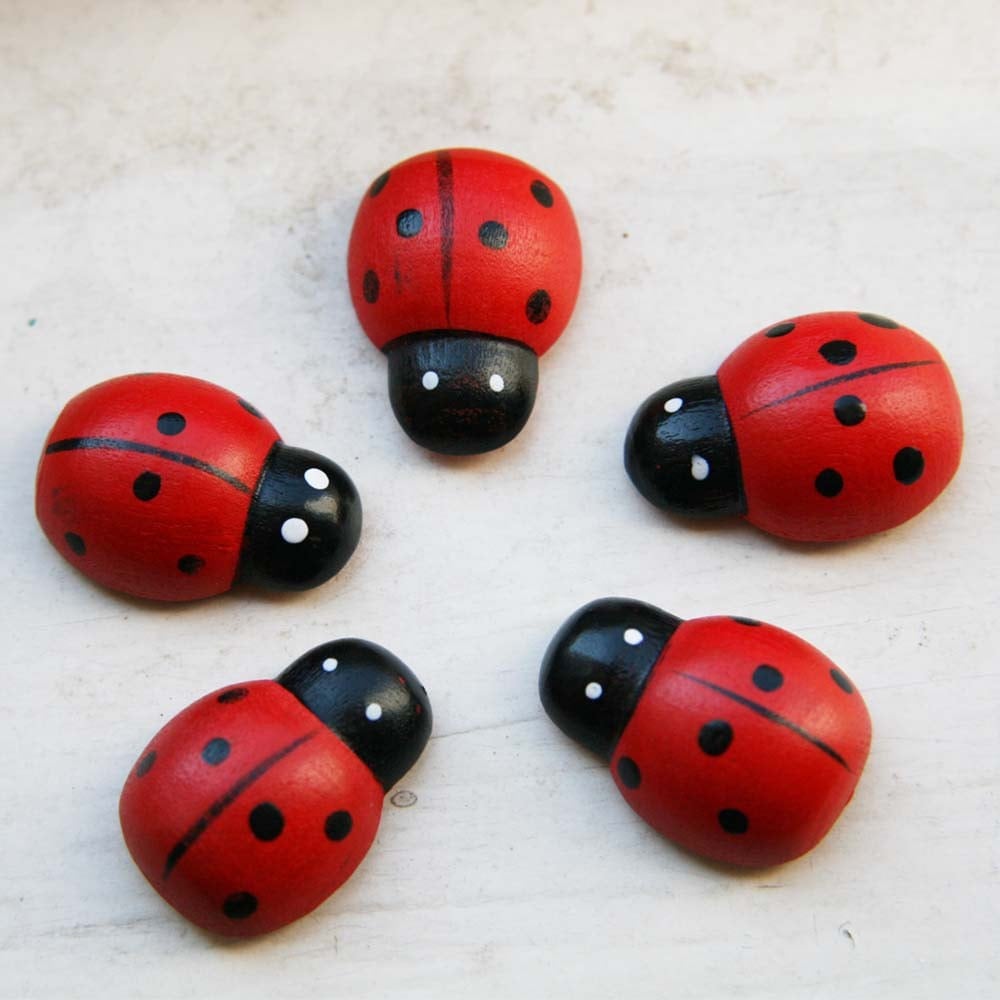 10 Large Ladybugs Wooden Stickers U 80 008 Etsy