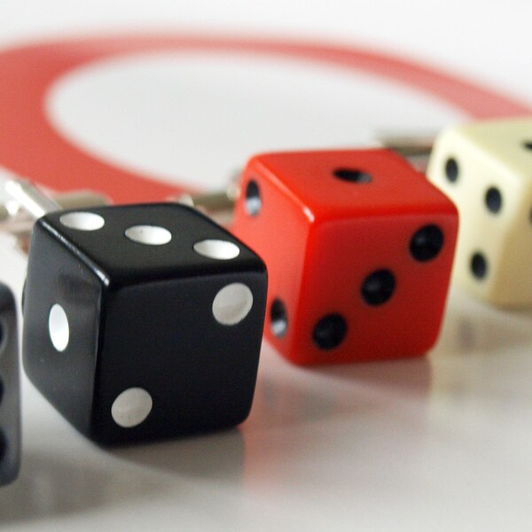 Black Dice Cuff Links  Rockabilly Wedding Mens Accessory Gambling Poker Casino Business Wear