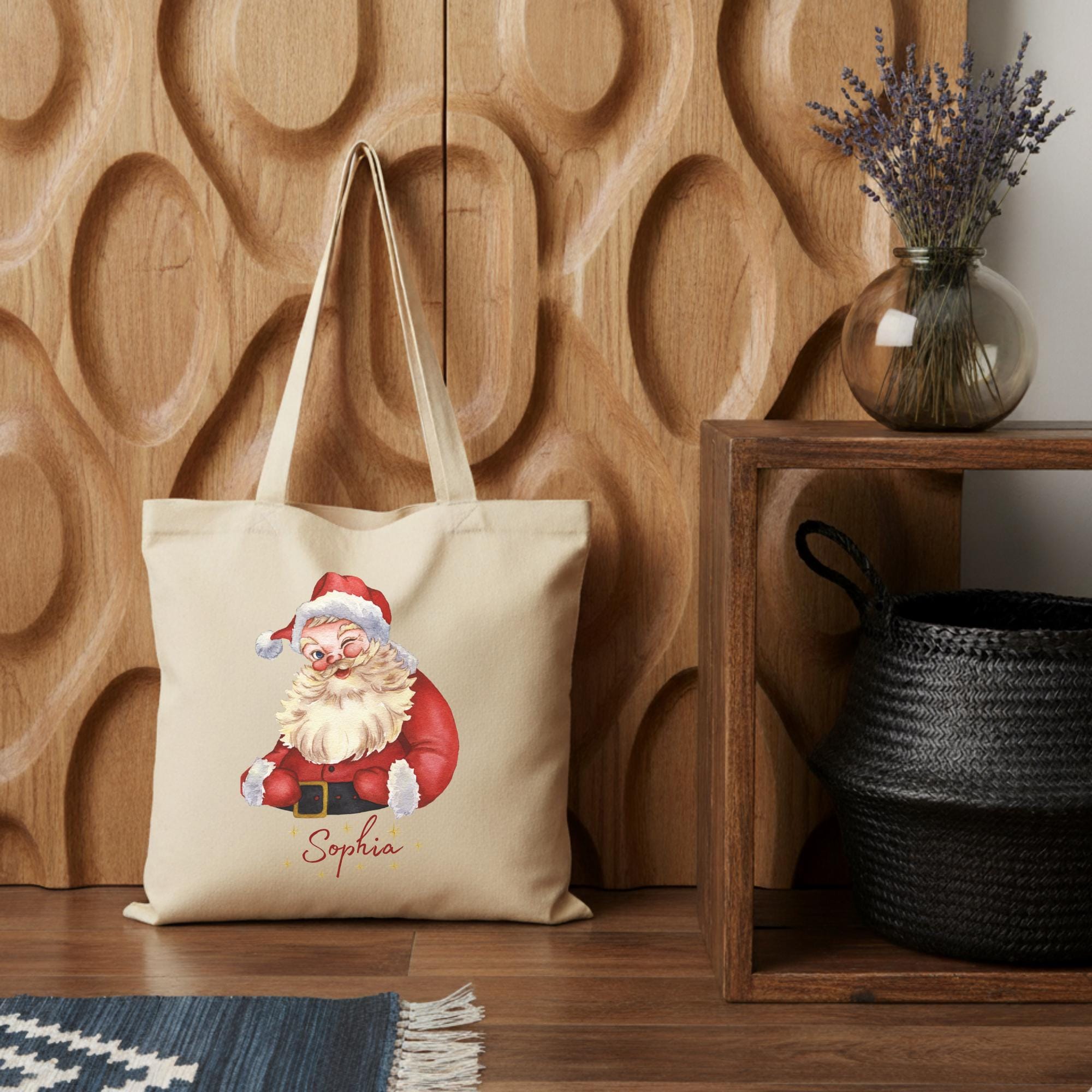 トートバッグ santa Santa Claus Logo Tote Bag – Festive 16x16 Canvas-Like Carryall For
