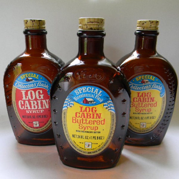 3 LOG CABIN Syrup Bicentennial Collector Bottles