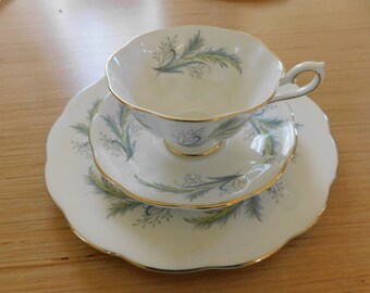 Vintage Royal Albert RENDEZ VOUS Trio, Bone China Teacup and Luncheon Plate