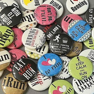 Running Runner Pins (10 Pack) Running Buttons, 1&quot; or 1.5&quot; or 2.25&quot; Pinback Buttons or Magnets, I Love To Run 3.1 13.1 26.2, Marathon Favors