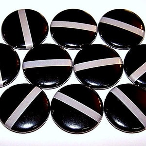 Thin Gray Silver Line Pins (10 Pack), Correctional Officers Pinback Buttons, Corrections Support, 1&quot;, 1.5&quot; or 2.25&quot; Pin Backs  Magnets Grey