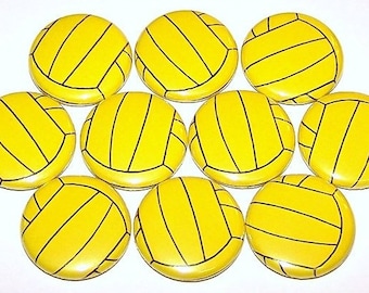 Water Polo Balls Pins (10 Pack), Waterpolo Party Favors, 1" or 1.5" or 2.25" Pinback Buttons or Magnet, Water Polo Player, Sports Balls