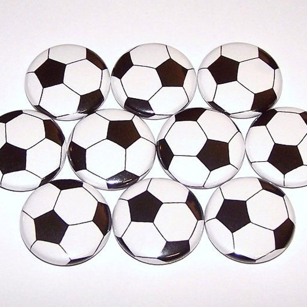 Soccer Balls Pins (10 Pack), Soccer Party Favors, 1" or 1.5" or 2.25" Pinback Buttons or Magnets, Soccer Player Gift, Sports Balls Pins