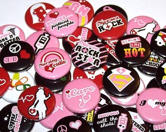 Pines de corte de enfermería (10 pack) 1" o 1.5" o 2.25" Pin Back Buttons or Magnets, Nurse Appreciation Pins Nurses Week Gifts, Nurse Party Favors