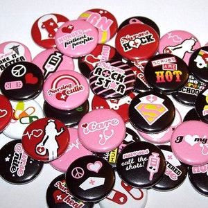 Nursing Cutie Pins (10 Pack) 1" or 1.5" or 2.25" Pin Back Buttons or Magnets, Nurse Appreciation Pins Nurses Week Gifts, Nurse Party Favors