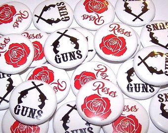 Guns or Roses Black Red Gender Reveal Party (20 Pack) Buttons Baby Shower Favor 1" or 1.5" or 2.25" Pin Back Button Team Girl or Boy Pins