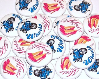 Wheels or Heels Gender Reveal Party Sport Bike Motorcycle (20 Pack) Buttons Baby Shower Favors 1" or 1.5" or 2.25" Pin Back Button Burnout