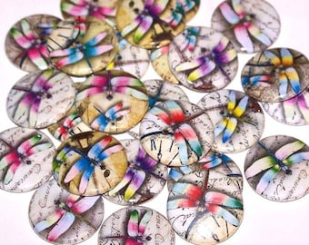 Colorful Dragonfly Pins (10 Pack), Dragonflies Party Favors, 1" or 1.5" or 2.25" Pin Back Buttons or Magnets, Nature Gift, Dragonfly Theme