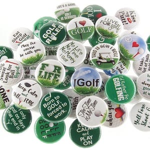 Golfer Pins (10 Pack), Golfing Party Favors, 1&quot; or 1.5&quot; or 2.25&quot; Pinback Buttons or Magnets, Golfer Gift, Golf Balls Clubs Tees, Golf Player