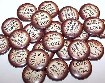 Religious Phrases Pins Party Favors (10 Pack), 1" or 1.5" or 2.25" Pin Back Buttons or Magnets, Prayer Religion Buttons