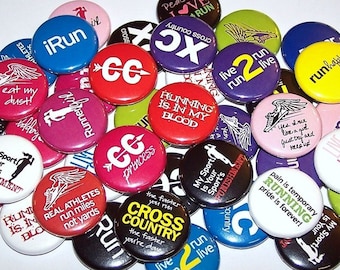 Pines de corredor de cross country (paquete de 10), botones o imanes con cierre de 2,5 cm, 3,8 cm o 5,7 cm, botones del equipo XC, regalo para corredores de cross country, imanes para corredores