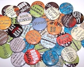 Book Lover Pins (10 Pack), Reading Pinback Buttons, Books Party Favors, 1 quot or 1.5 quot or 2.25 quot Pin Back Buttons or Magnets, Book Club, Read