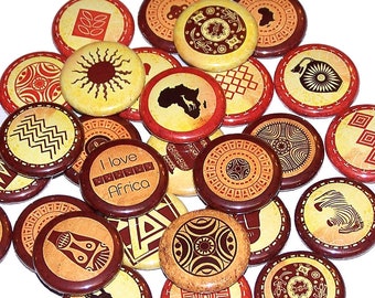 Africa Love Tribal Style Pines (10 Pack) Botones africanos, 1" o 1.5" o 2.25" Botones Pinback o Imanes, Pines Africanos, Africa Party Favors
