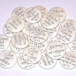 Cross Bible Verses Pins (10 Pack) Religious Scriptures Pins Party Favors 1&quot; or 1.5&quot; or 2.25&quot; Pin Back Buttons or Magnets Prayer Buttons Pray