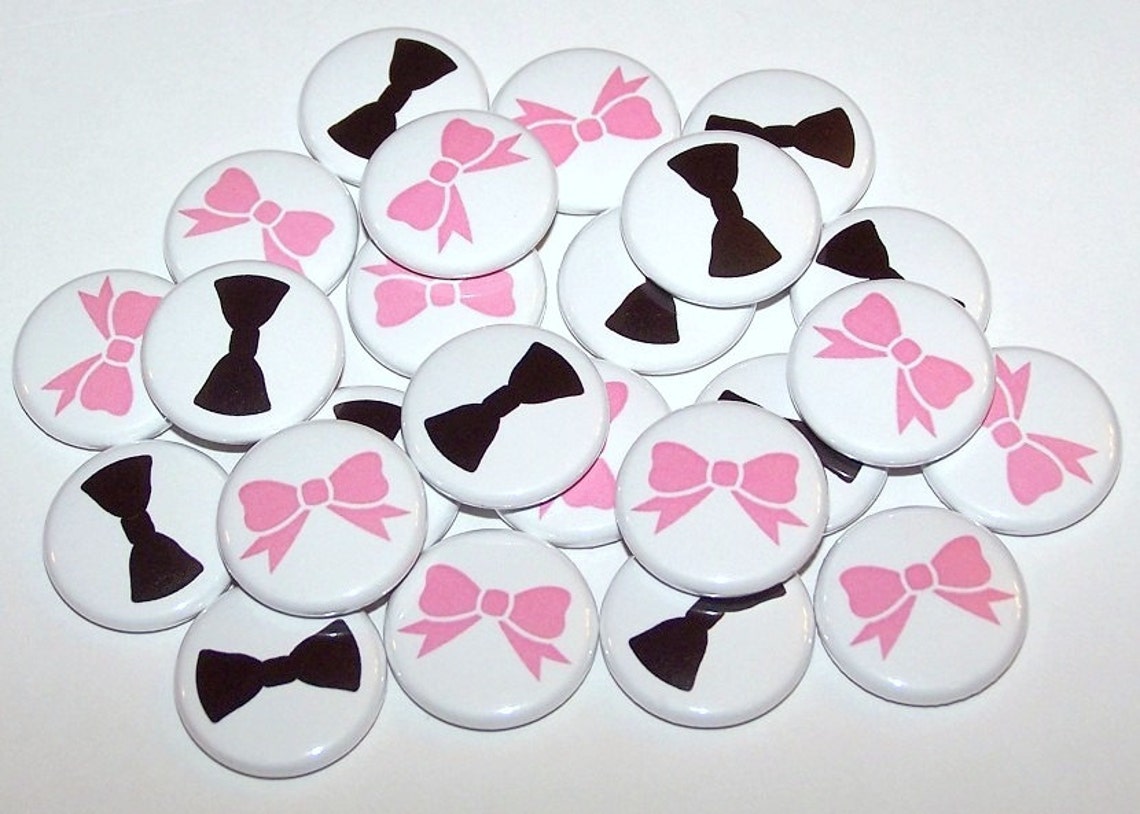 Bows & Bowties Gender Reveal Party 20 Pack Buttons Baby Etsy