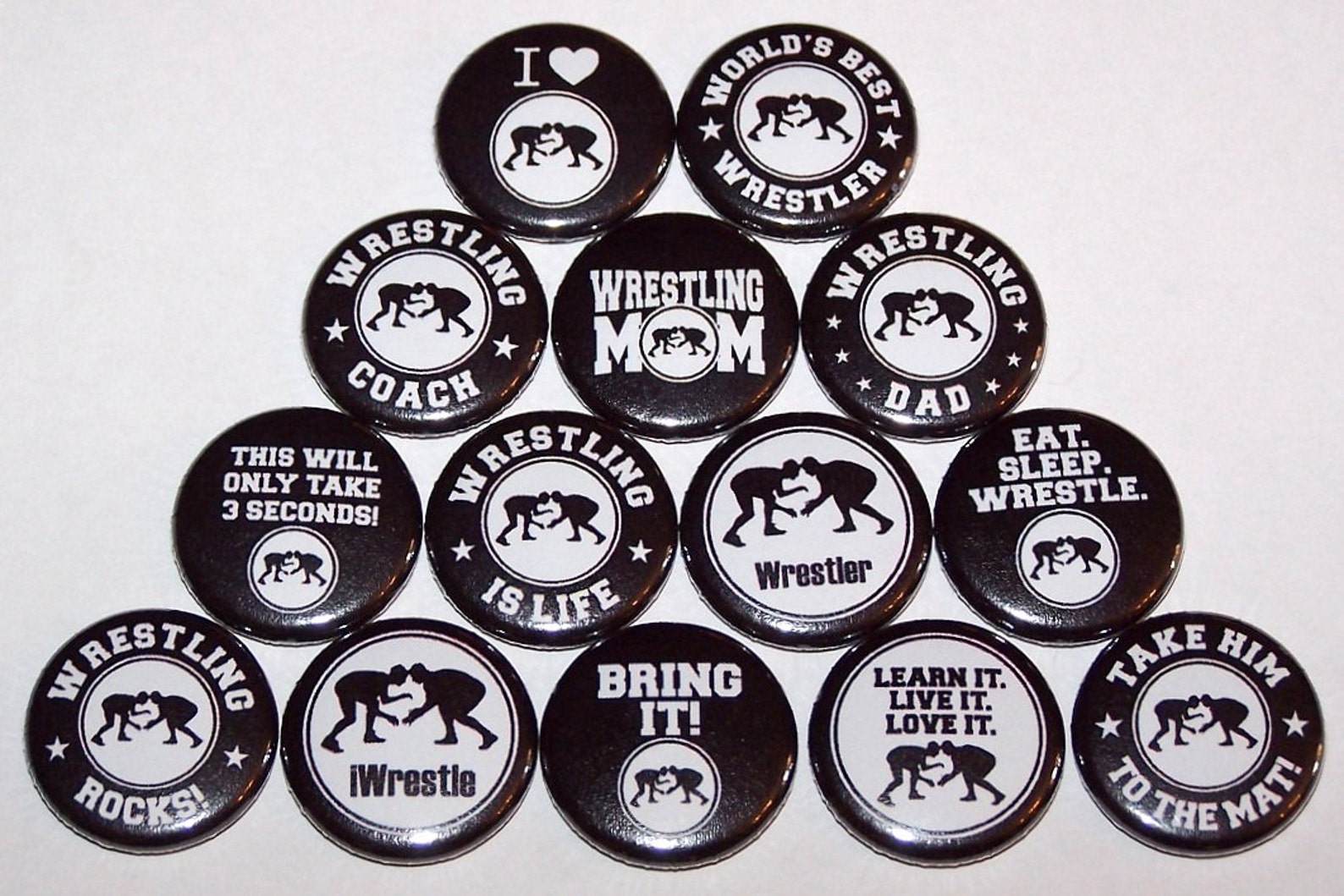 Wrestler Pins Wrestling Team Buttons 14 Pack Wrestle Theme Etsy