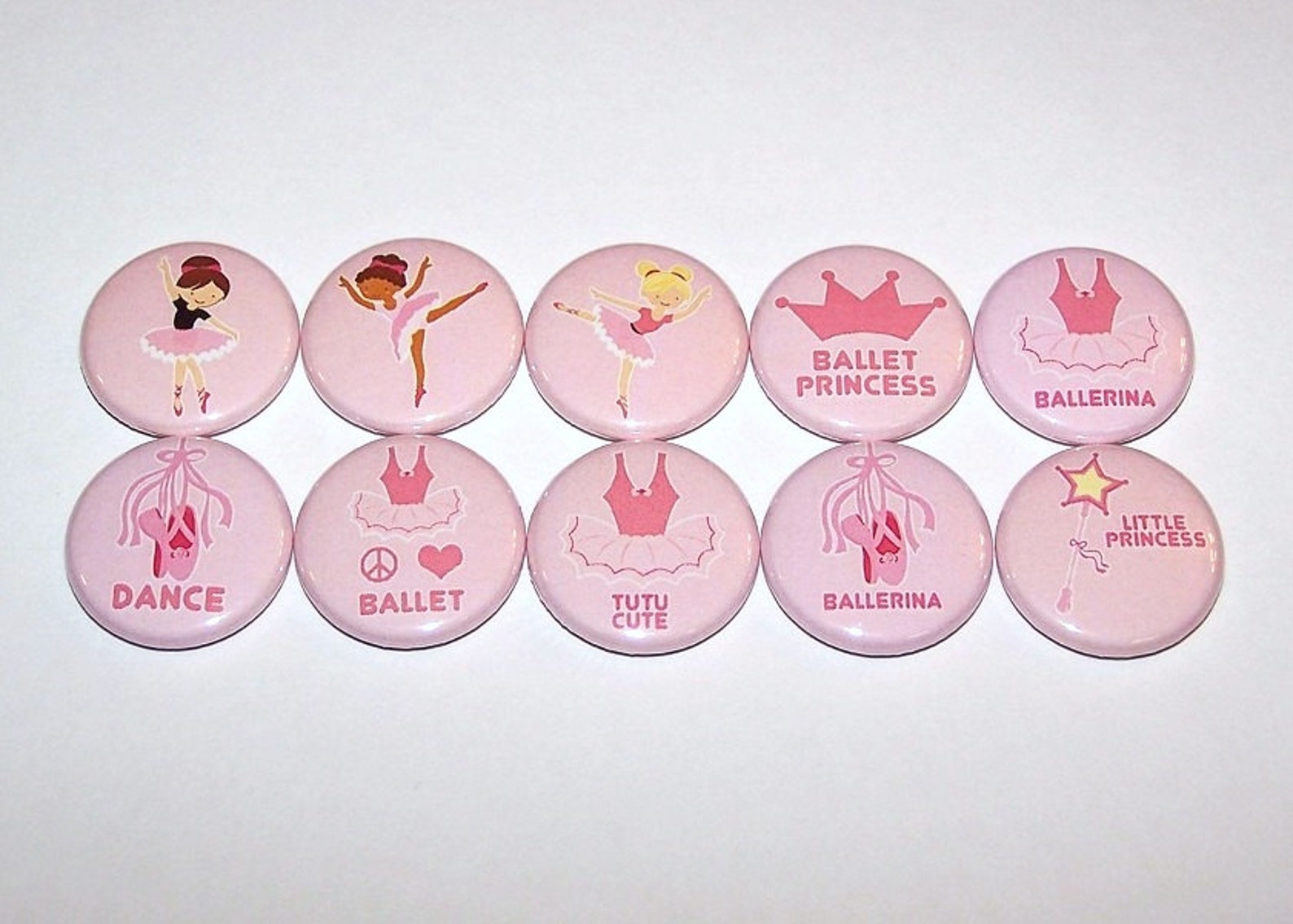 pink ballet set of 10 buttons ballerina princess tutu cute 1 inch pin back buttons 1
