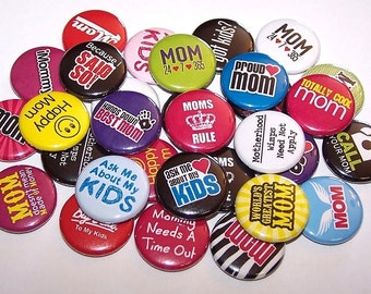 Moms Rule Mother's Day Party Favors Set of 10 Buttons 1" or 1.5" Pin Back Buttons or Magnets Mom Mum Gift Ideas