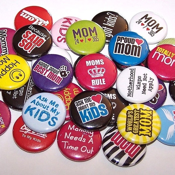 Moms Rule Mother's Day Party Favors Set of 10 Buttons 1" or 1.5" Pin Back Buttons or Magnets Mom Mum Gift Ideas