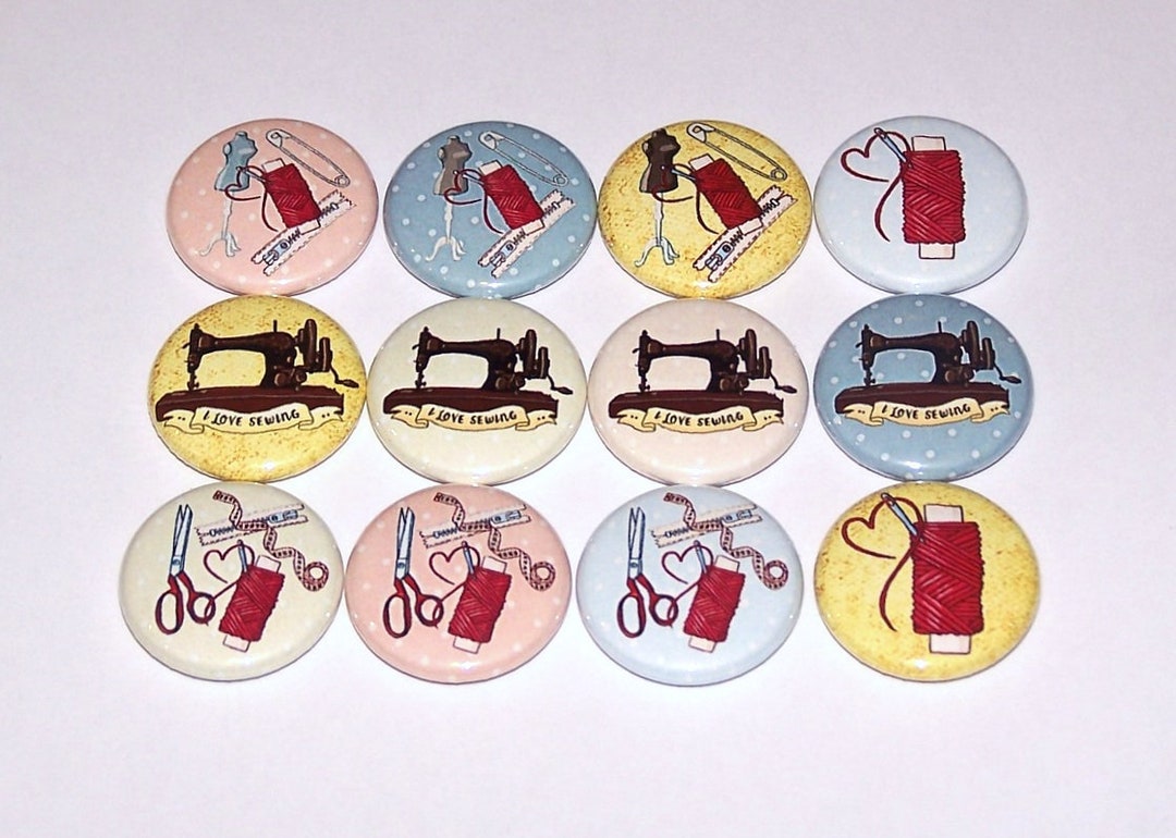 I Love Sewing Pins 12 Pack Sewing Theme Buttons 1 or Etsy