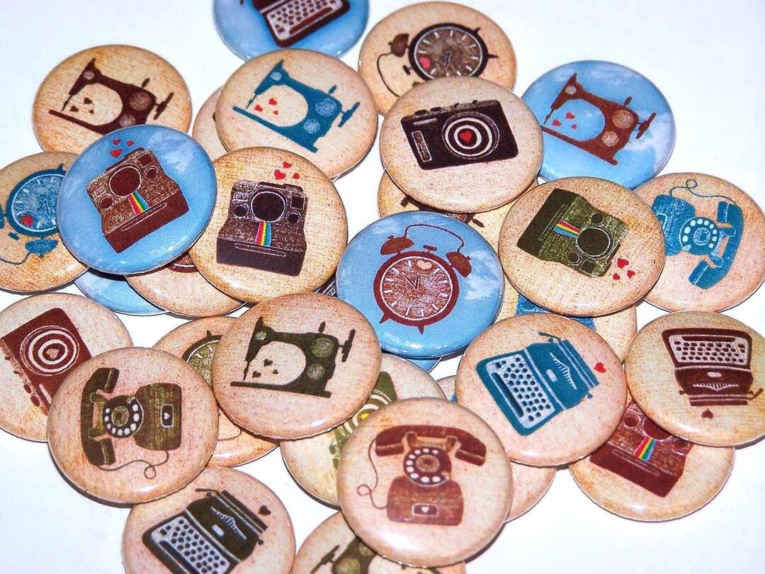 Vintage Machines Set of 10 Pin Back Buttons 1 Inch Pinback Buttons 1 ...