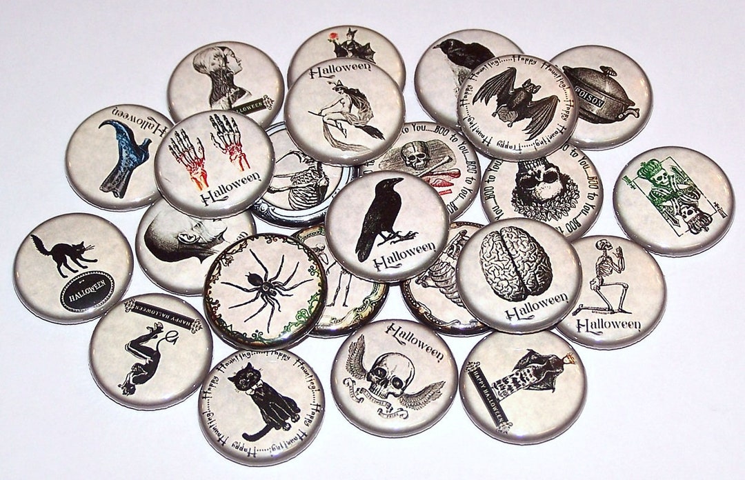 Spooky Halloween Pins (10 Pack) Party Favors, 1" or 1.5" or 2.25" Pin ...