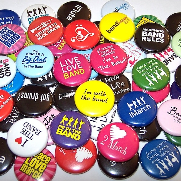 Marching Band Set Of 10 Buttons 1" or 1.5" Pin Back Buttons or Magnets