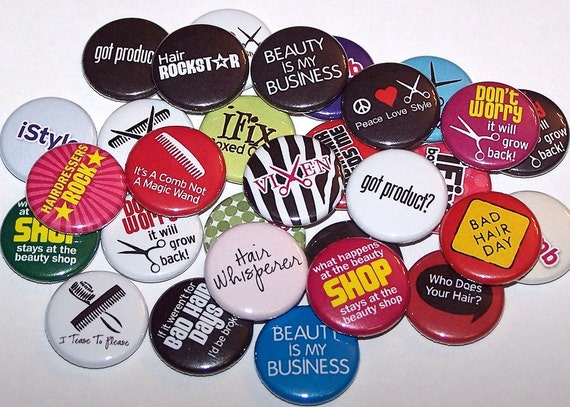 Hair Stylist Pins Beautician Hairdresser Set Of 10 Buttons Etsy