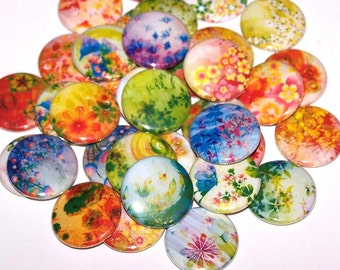Juego de 10 botones con diseño de flores de acuarela de 1 pulgada, alfileres o imanes de 1 pulgada
