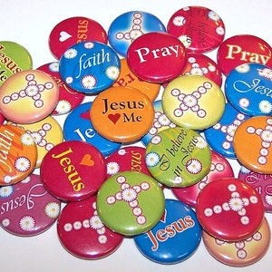 Religious Cross Faith Set of 10 Buttons 1 Inch Pinback Buttons 1&quot; Pins or Magnets Cross Buttons
