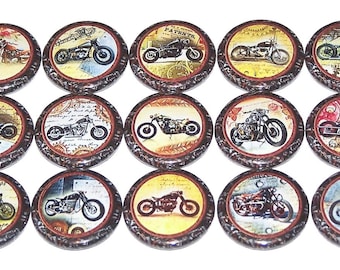 Pines de motocicleta (paquete de 15), botones de bobber, recuerdos para fiestas de motociclistas, botones o imanes de 2,5 cm, 3,8 cm o 5,7 cm, motos de calle personalizadas