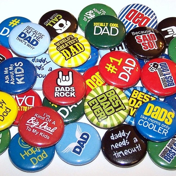 Dads Rock Father's Day Party Favors Set of 10 Buttons 1" or 1.5" Pin Back Buttons or Magnets Father's Day Buttons Dad Gift Ideas