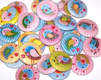Sweet Happy Love Birds Set of 10 Buttons 1" Pinback Buttons or 1" Magnets