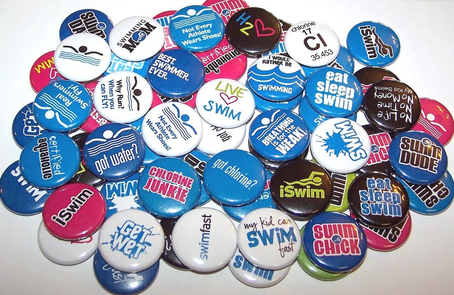 Swimmer Pins (10 Pack), Swimming Pinback Buttons, 1