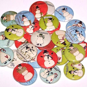 Winter Snowman Set of 10 Buttons 1&quot; Pins or Magnets Let It Snow