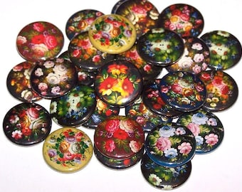 Flowers Floral Bouquet Set of 10 Buttons 1 Inch Pinback Buttons 1" Pins or Magnets
