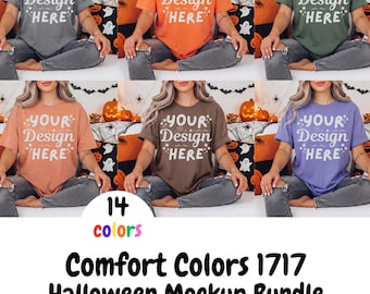 Comfort Colors C1717 Tshirt Halloween Mockup Bundle - CC 1717 T-Shirt Mock-up - Fun Trendy Spooky Halloween Shirt Mock